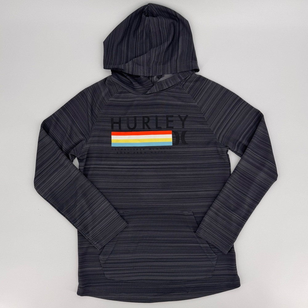 Hurley Youth Long Sleeve Logo Hoodie H20-Dri Shirt Gray Size Medium (10-12)